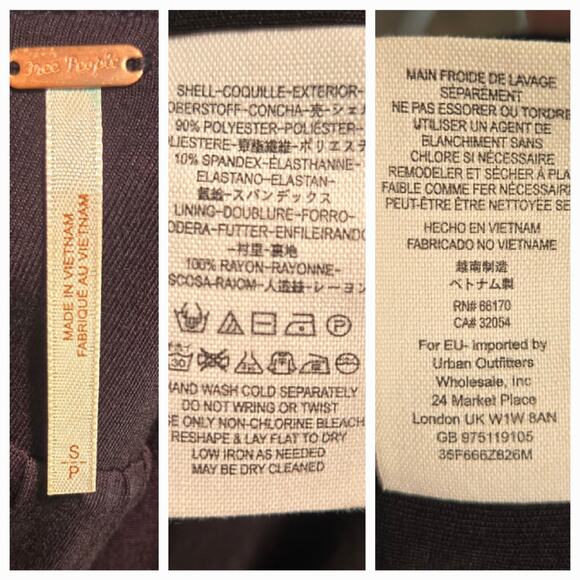 Free People Black Vevlet Solid Oh So Easy Babydoll Dress Size Small - Picture 6 of 6